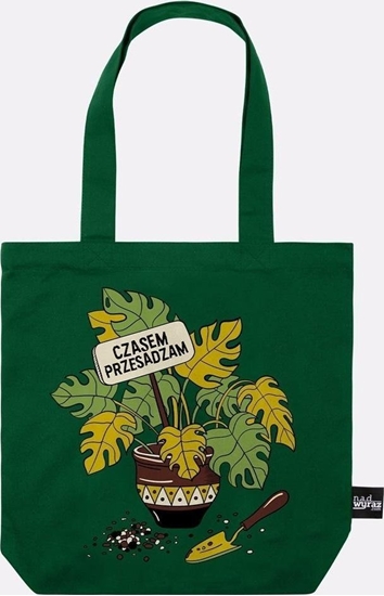 Picture of Nadwyraz.com Torba baweniana zielona Czasem przsadzam