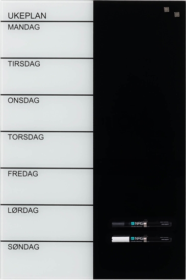 Picture of NAGA Magnetic NAGA weekly board in glass 40 x 60 cm - Norwegian text
