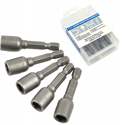 Attēls no Nasadki magnetyczne do wkrtów 8mmx48mm 1/4" 5szt. (100)