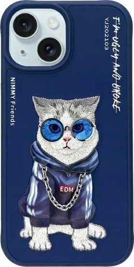 Picture of Nimmy case iPhone 15 6.1" blue/blue Glasses Cool Cat