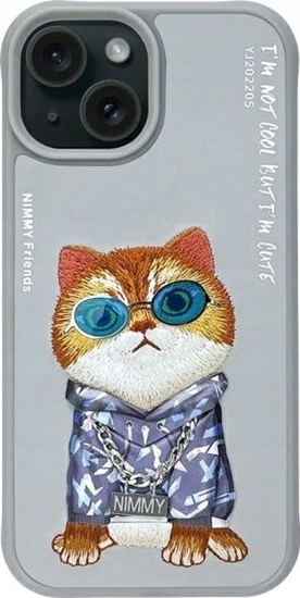 Picture of Nimmy iPhone 15 6.1" case gray/gray Glasses Cool Cat