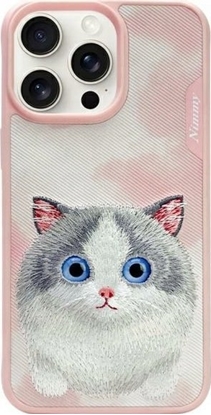 Attēls no Nimmy iPhone 15 Pro Max 6.7 Case Pink Big Eyed Pet 2.0 Cat