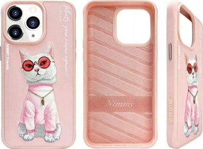 Picture of Nimmy iPhone 15 Pro Max 6.7" case pink/pink Glasses Cool Cat