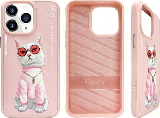 Picture of Nimmy iPhone 15 Pro Max 6.7" case pink/pink Glasses Cool Cat