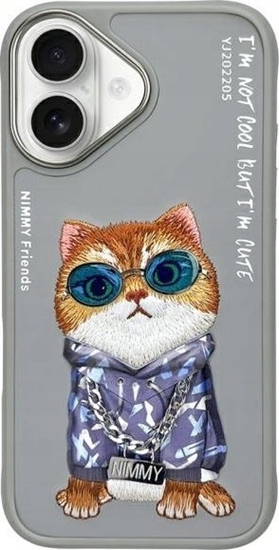 Picture of Nimmy iPhone 16 6.1" case gray/gray Glasses Cool Cat