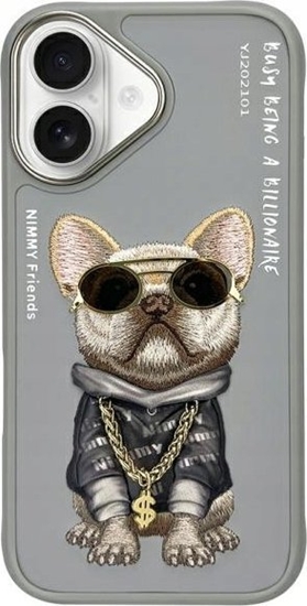 Picture of Nimmy iPhone 16 6.1" case gray/gray Glasses Cool Dog