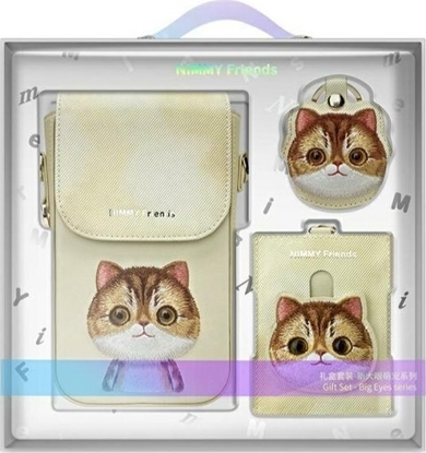 Picture of Nimmy Zestaw 3w1 torebka na telefon + portfel + etui na lokalizator khaki Big Eyed Pet 2.0 Cat