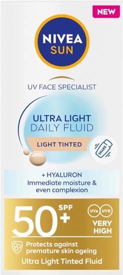 Picture of NIVEA_Sun Ultra Light Daily Fluid SPF50+ krem przeciwsoneczny z pigmentem Jasny 40ml