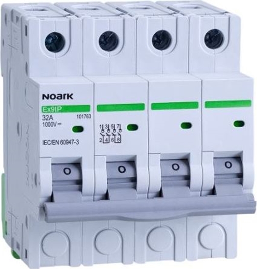 Picture of Noark Roz. izol. DC do aplik. fotowolt., szer. 4 moduy, 4-bieg., 16A, 1000V DC (Ex9IP 4P 16A)