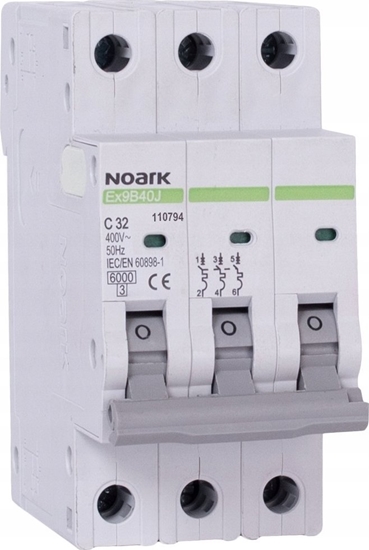 Picture of Noark Wycznik nadprdowy Noark 110747 Ex9B40J 3P B16 6kA Typ B 16A 3-bieg