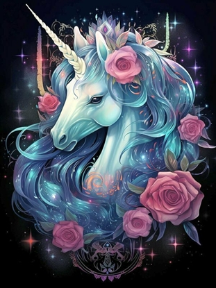 Picture of Norimpex Diamentowa mozaika Jednoroec w róach 30x40cm 2000325