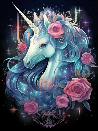 Picture of Norimpex Diamentowa mozaika Jednoroec w róach 30x40cm 2000325