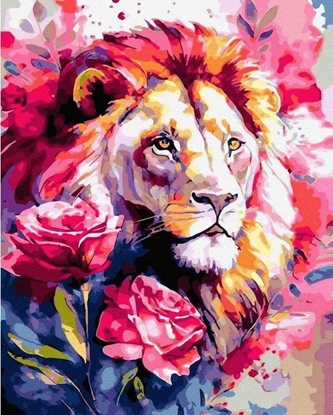 Изображение Norimpex Malowanie po numerach - Lew w kwiatach 40x50cm