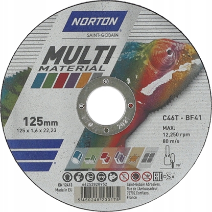 Изображение Norton Clipper Tarcza przecinajca C46T-125x1.6x22.23-T41 NOR-Multi Purpose
