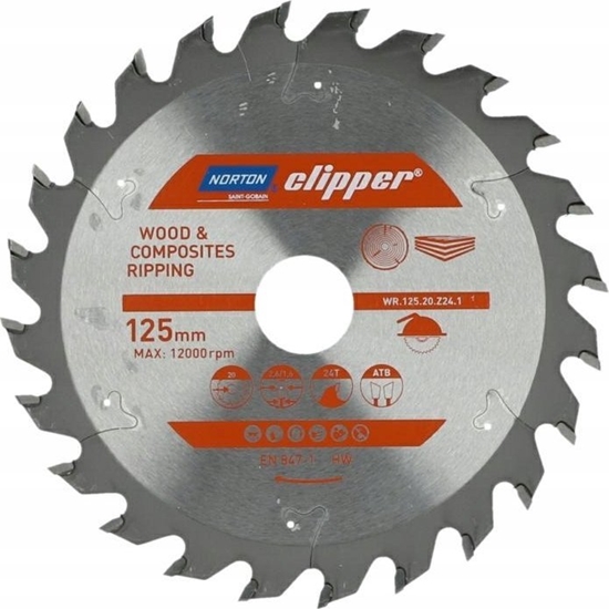 Picture of Norton NORTON PIA TARCZOWA 125mm x 20mm x 24z DREWNO I KOMPOZYTY ATB (2,6 / 1,6)