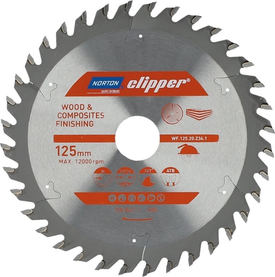 Picture of Norton NORTON PIA TARCZOWA 125mm x 20mm x 36z DREWNO I KOMPOZYTY ATB