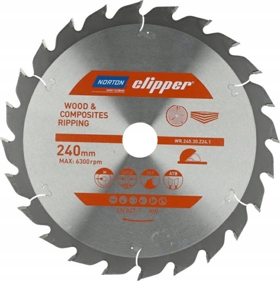 Изображение Norton NORTON PIA TARCZOWA 240mm x 30mm x 24z DREWNO I KOMPOZYTY ATB (3,0 / 2,0)