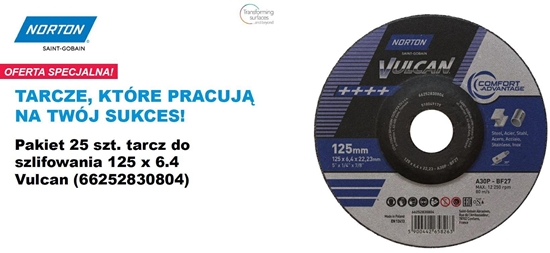 Picture of NORTON TARCZA DO SZLIFOWANIA VULCAN 125mm x 6,4mm A30P DO METALU  /25szt.