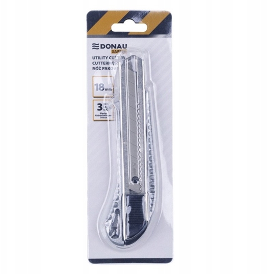 Picture of Nó pakowy DONAU SAFETY, wymienne ostrze, metalowy, blister, srebrny
