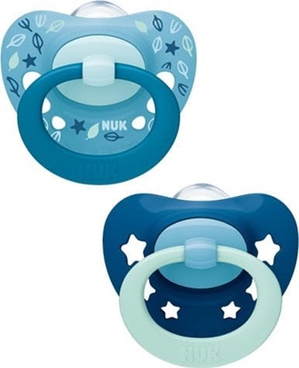 Attēls no NUK Smoczek uspokajajcy silikonowy Signature 2 szt. 6-18m gwiazdki niebieskie