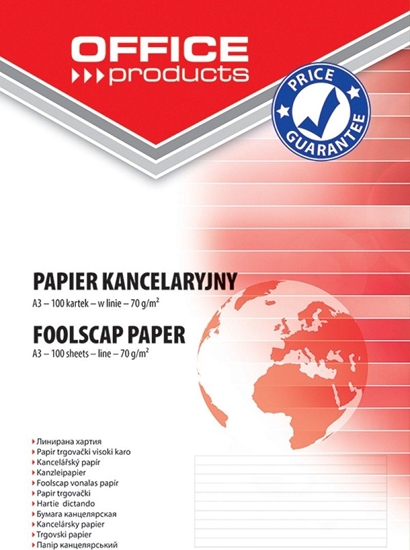 Picture of Office Products Papier kancelaryjny OFFICE PRODUCTS, w linie, A3, 100ark.