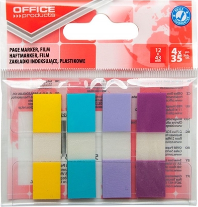 Picture of Office Products Zakadki indeksujce OFFICE PRODUCTS, PP, 12x43mm, 4x35 kart., zawieszka, mix kolorów pastel