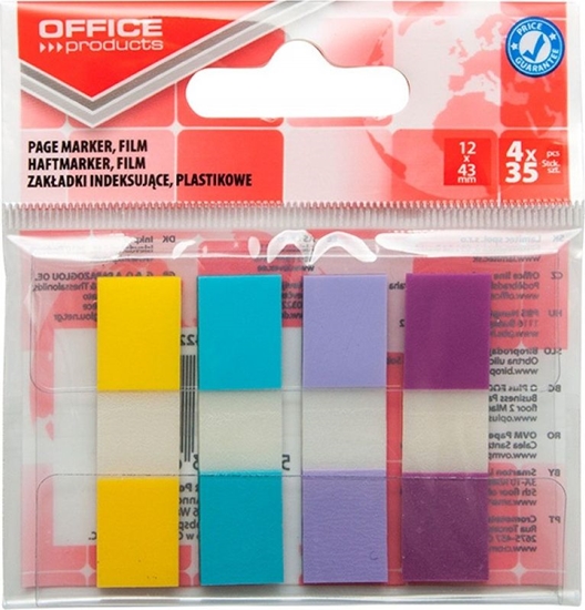 Picture of Office Products Zakadki indeksujce OFFICE PRODUCTS, PP, 12x43mm, 4x35 kart., zawieszka, mix kolorów pastel
