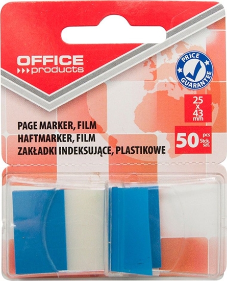 Picture of Office Products Zakadki indeksujce OFFICE PRODUCTS, PP, 25x43mm, 1x50 kart., blister, niebieskie