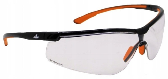 Picture of Okulary ochronne MCR Marazion, bezbarwne soczewki UV, czarno-pomaraczowe oprawki