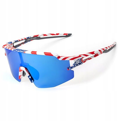 Picture of Okulary rowerowe Rockbros polaryzacyjne z ochron UV i wkadk korekcyjn niebieskie szka - wzór USA - biae