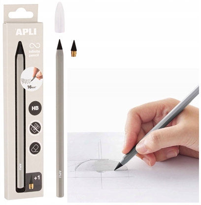 Attēls no Oówek wieczny APLI Infinite, HB, pudeko kart. z zawieszk, szary