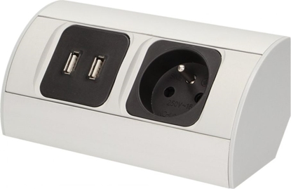 Attēls no Orno Gniazdo meblowe 1x2P+Z, 2xUSB, wersja schuko