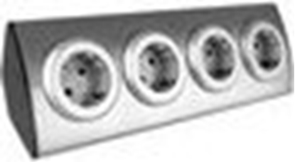 Attēls no Orno Gniazdo meblowe kuchenne 4x2P+Z (Schuko), monta na rzepy, INOX