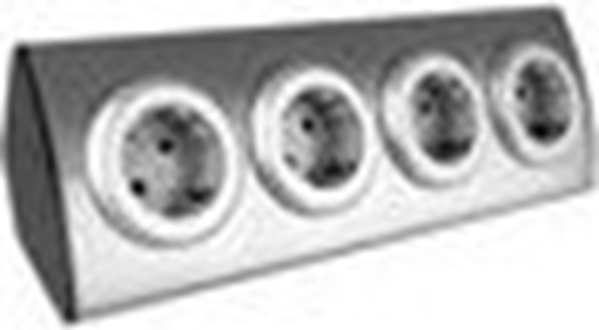 Picture of Orno Gniazdo meblowe kuchenne 4x2P+Z (Schuko), monta na rzepy, INOX