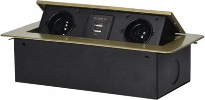 Attēls no Orno GNIAZDO WPUSZCZANE W BLAT 2X2P+Z, 2XUSB PÅASKI RANT MOSIÄDZ