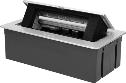 Picture of Orno NOEN Kaseta meblowa wpuszczana w blat ze zintegrowan ramk PCV na gniazda moduowe 3 x 45x45mm lub 6 x 22,5x45mm, przewód 1,5m, srebrne