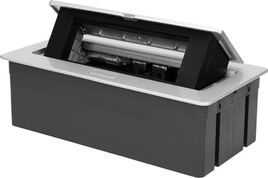 Picture of Orno NOEN Kaseta meblowa wpuszczana w blat ze zintegrowan ramk PCV na gniazda moduowe 3 x 45x45mm lub 6 x 22,5x45mm, przewód 1,5m, srebrne