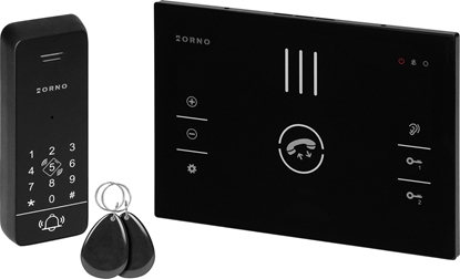 Attēls no Orno SANDI, zestaw domofonowy jednorodzinny, bezsuchawkowy 2-yowy, szyfrator, RFID, czarny