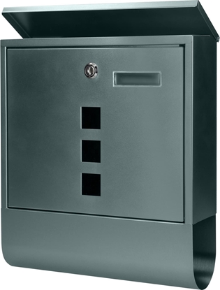 Picture of Orno Skrzynka na listy HAITI z galwanizowanej stali z gazetnikiem, okienkami i wizytownikiem, antracyt