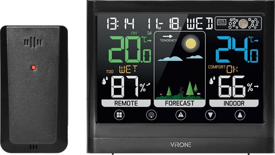 Изображение Orno Wielofunkcyjna stacja pogodowa, bezprzewodowa, dotykowe przyciski