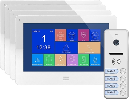 Изображение Orno Zestaw wideodomofonowy 4-rodzinny, bezsuchawkowy kolor, LCD 7", dotykowy, menu OSD, pami, gniazdo na kart SD, DVR, sterowanie bram, biay, FELIS MEMO MULTI4