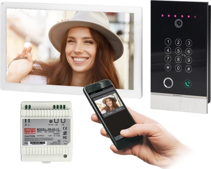 Изображение Orno Zestaw wideodomofonowy podtynkowy Guardo Orno OR-VID-MO-1076/W/F z czytnikiem linii papilarnych sterowany za pomoc aplikacji IP65 czarny