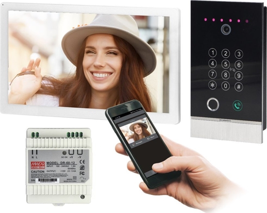 Изображение Orno Zestaw wideodomofonowy podtynkowy Guardo Orno OR-VID-MO-1076/W/F z czytnikiem linii papilarnych sterowany za pomoc aplikacji IP65 czarny