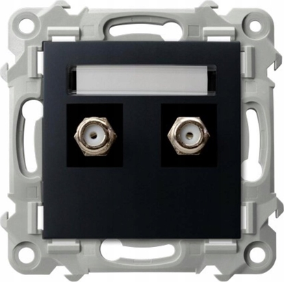 Picture of Ospel Gniazdo antenowe Ospel Szafir GPA-2ZF/m/33 typu F podwójne czarny metalik