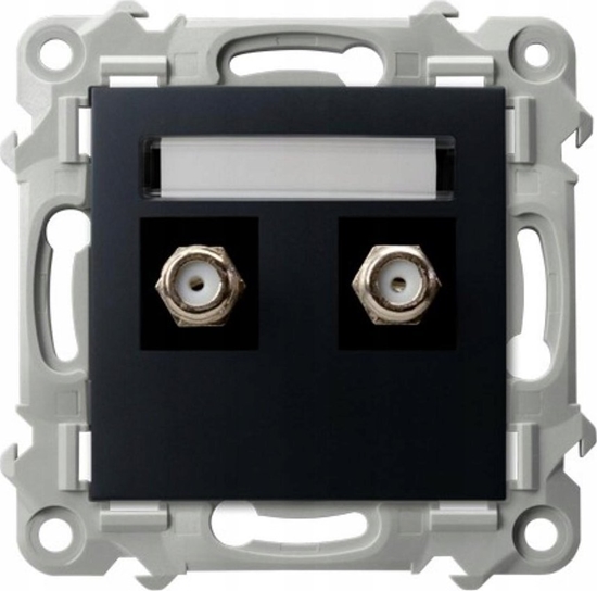 Picture of Ospel Gniazdo antenowe Ospel Szafir GPA-2ZF/m/33 typu F podwójne czarny metalik