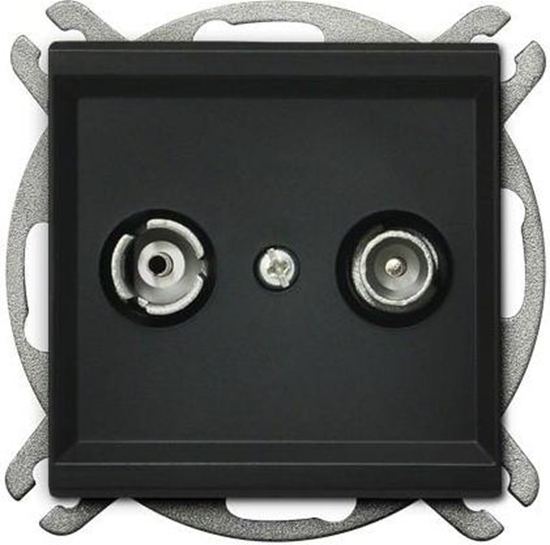 Picture of Ospel Gniazdo antenowe Sonata RTV przelotowe 10dB czarny metalik (GPA-10RP/m/33)