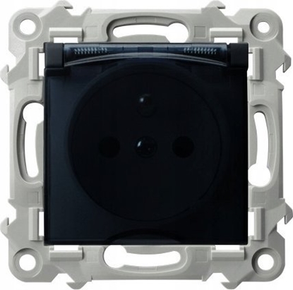 Attēls no Ospel Gniazdo bryzgoszczelne Ospel Szafir GPH-1ZZ/m/33/d z uziemieniem IP44 wieczko przezroczyste czarny metalik