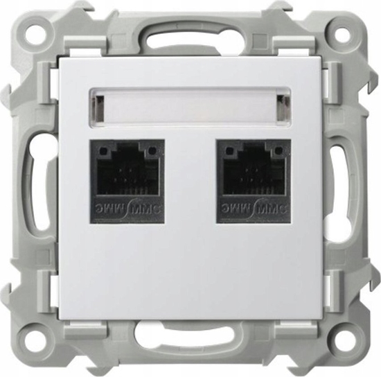 Picture of Ospel Gniazdo komputerowe Ospel Szafir GPK-2Z/K/m/00 podwójne, kat. 5e MMC biae