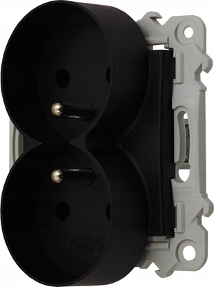 Attēls no Ospel Gniazdo podwójne z uziemieniem Ospel Szafir GP-2ZRZ/m/33 modu bez ramki czarny metalik