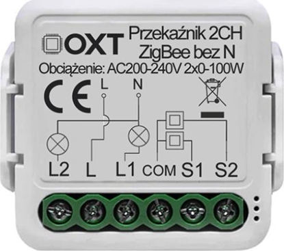 Attēls no OXT Modu OXT mini przekanik 2 obw. bez N ZigBee TUYA
